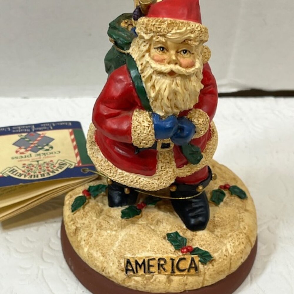 VTG 1998 Shaker Hearth Santa Clause "America" Terra Cotta Cookie Press 4.75"